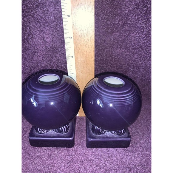 Retired Fiestaware Purple /Plum Bulb Candle Holder Set of 2 Homer Laughlin - Picture 8 of 9